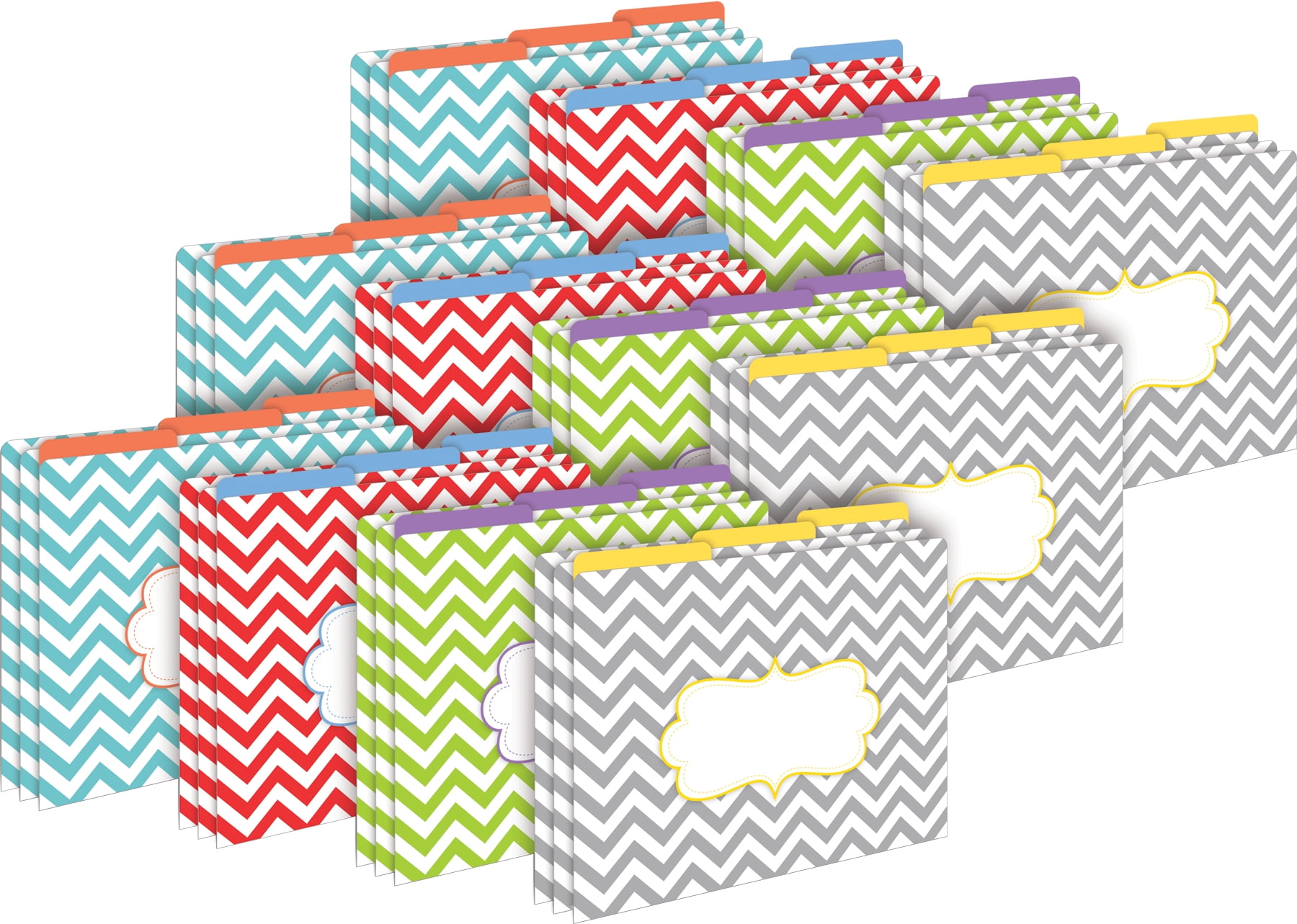 Barker Creek Tab File Folders, Letter Size, Beautiful Chevron, Pack Of 36 Folders
