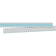Barker Creek Chevron Gray/Blue Double Sided Trimmer, 3 x 35 Inches, Pack of 12
