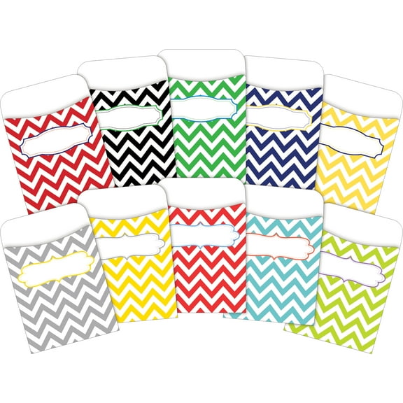 Barker Creek Chevron Library Pockets Set (10 designs) - Set of 60