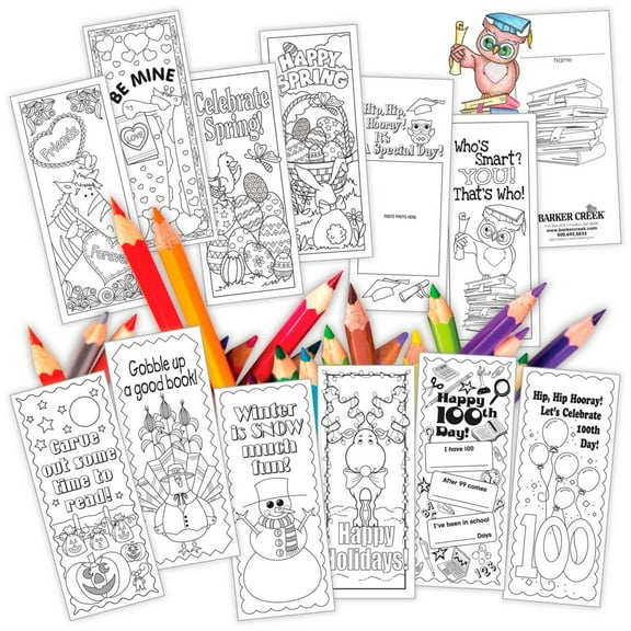 Barker Creek Color Me! Celebrate the Year Bookmarks, Assorted Colors, 360 Count 12 Pack