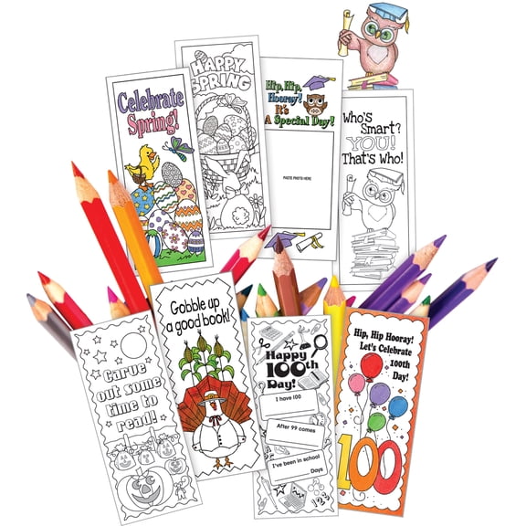 Barker Creek Color Me! Celebrate the Year Bookmarks, Assorted Colors, 360 Count 12 Pack