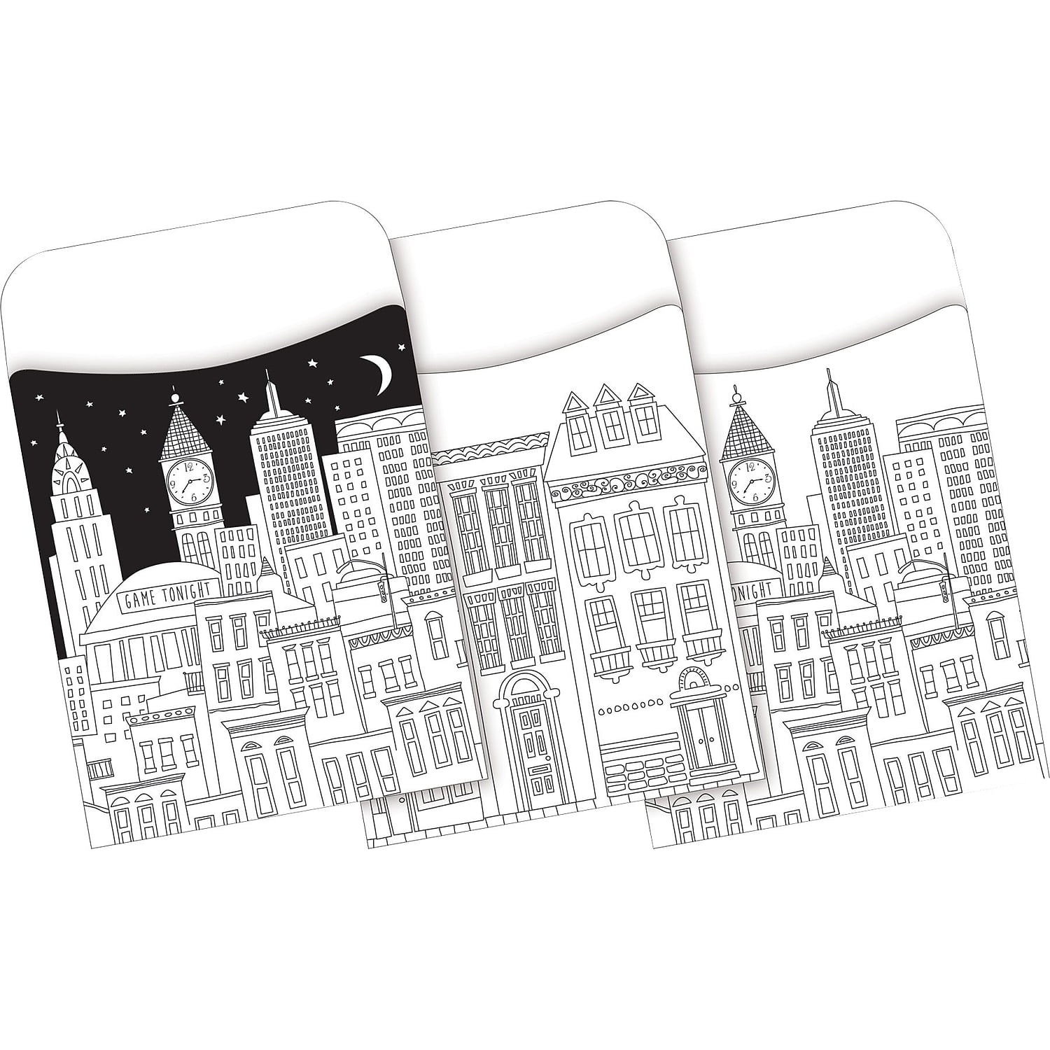Multicolor Cityscape Paper Library Pockets, 3" x 5"