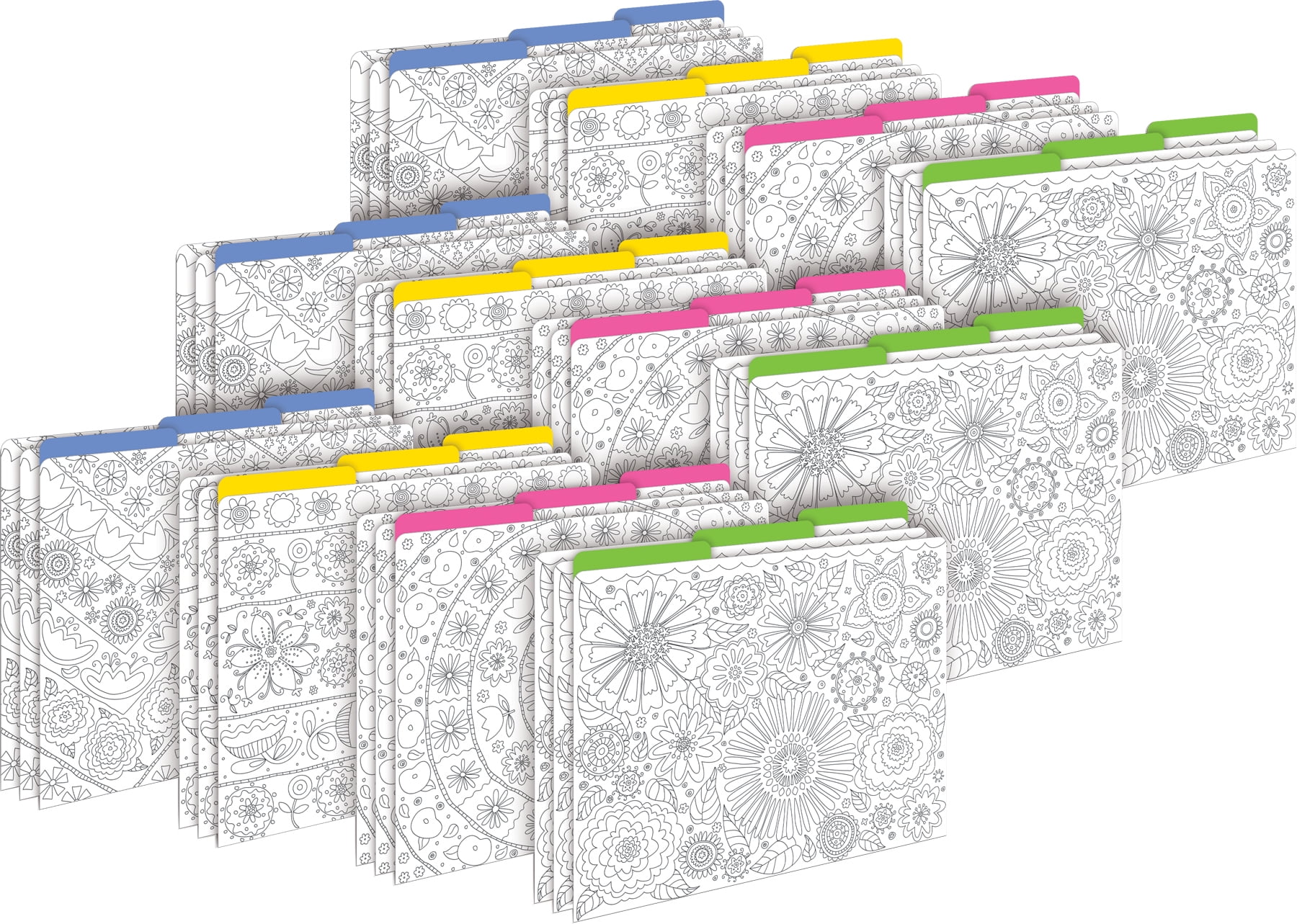 Multicolor Cardstock Letter-Size File Folders with Garden Designs, 36-Pack