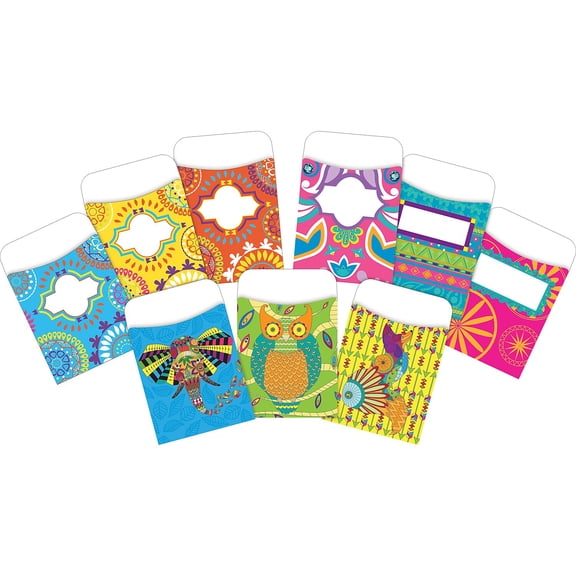Barker Creek Colorful Library Pockets Assorted Designs 90/Set 4068