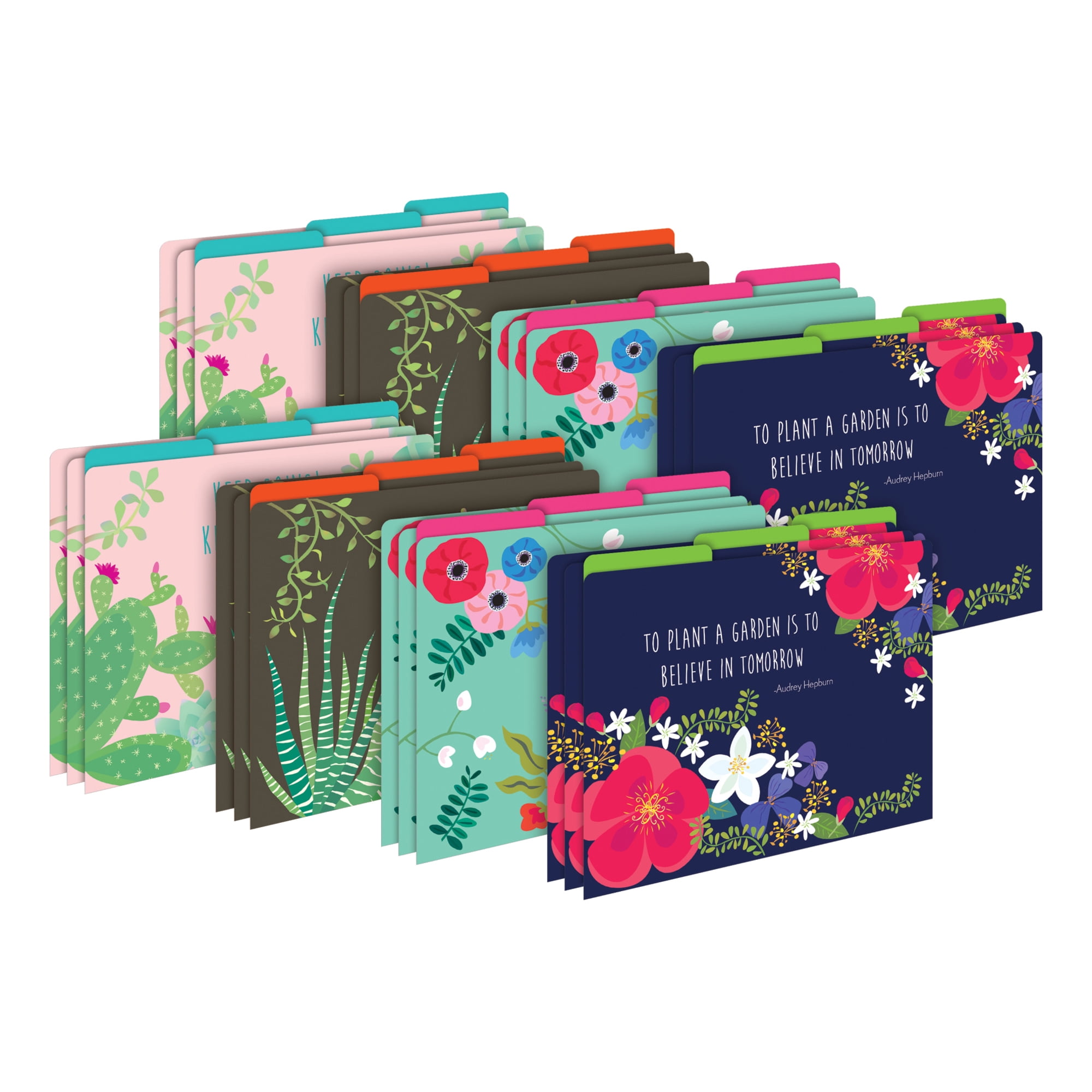 Barker Creek Design File Folders, Multicolor, 1/3-Cut Tabs, Letter Size, 24-Count