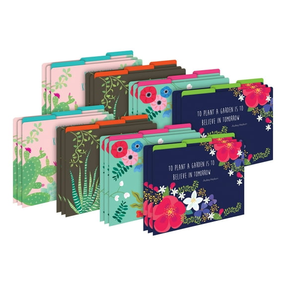 Barker Creek Design File Folders, Multicolor, 1/3-Cut Tabs, Letter Size, 24-Count