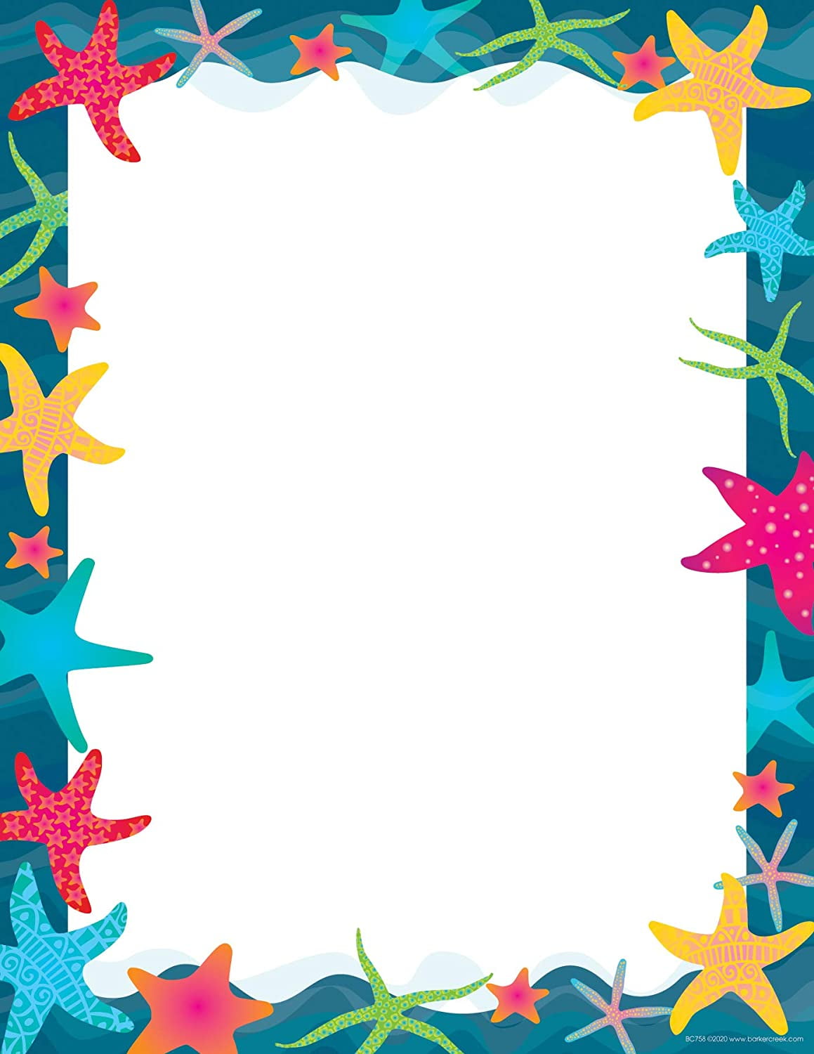 Barker Creek Designer Computer Paper, Kai Ola Starfish, 8.5” x 11