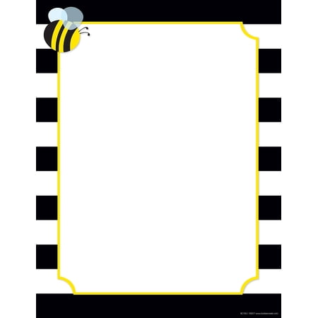Barker Creek Designer Computer Paper, Wide Stripes with Bee, 8.5" x 11", Printer Paper, 50 Sheets Per Pack
