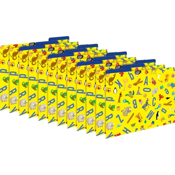 Barker Creek Designer File Folders Set of 12, ABC Animals, Alphabet and Animals on Outside, Royal Blue on Inside, Letter Size, 1/3 Cut Tabs, 12-Pack, Home, School and Office Supplies (1322)