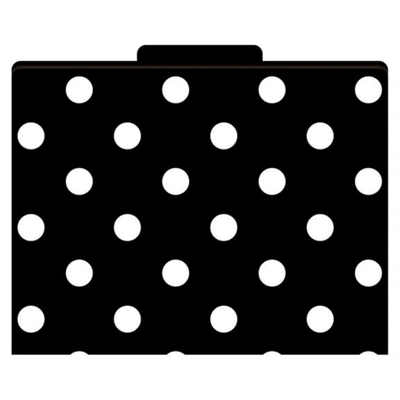 Barker Creek Designer File Folders Set of 12, Black & White Dots, Dots on Outside, Jet Black on Inside, Letter Size, 1/3 Cut Tabs, 12-Pack, Home, School and Office Supplies (1313)