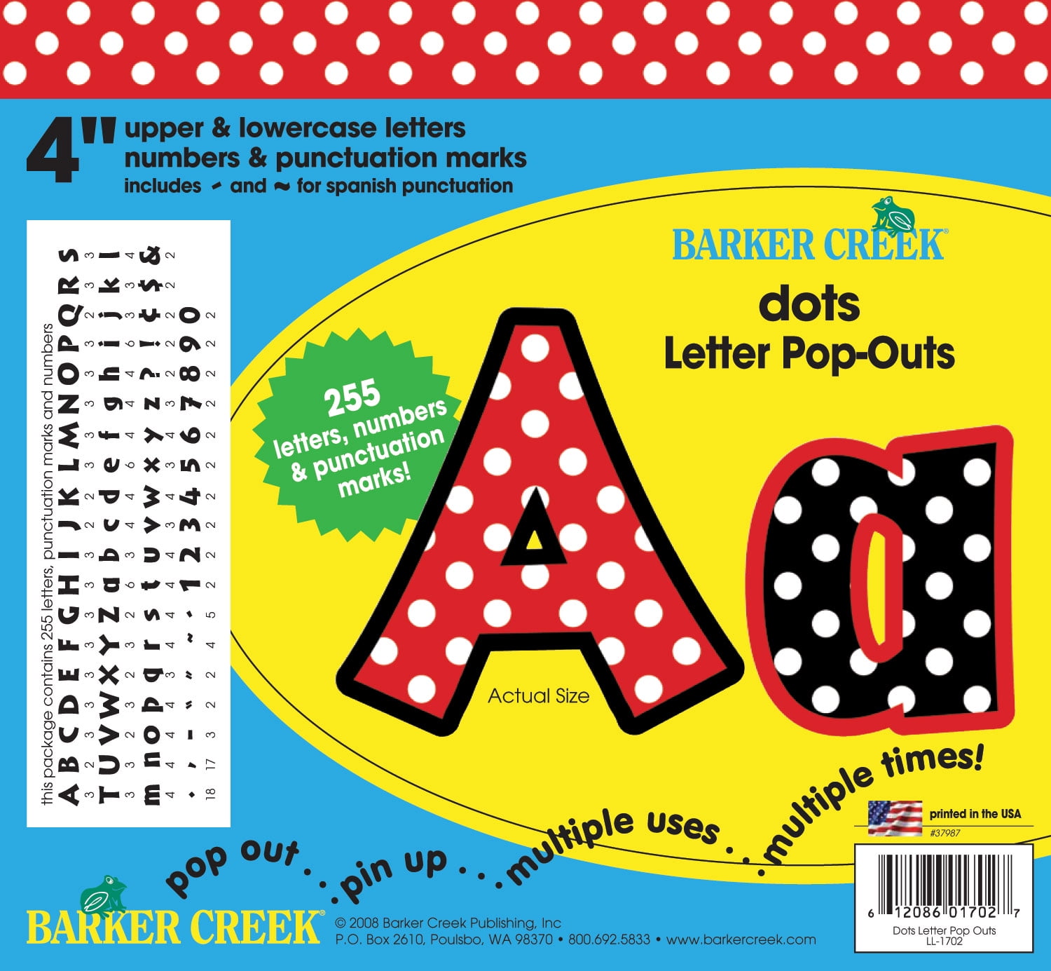 Barker Creek Dots 4" Letter Pop-Outs - 510 Characters