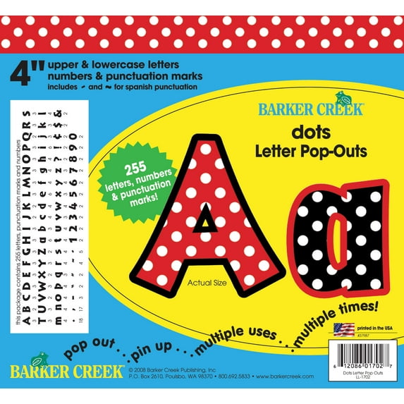 Barker Creek Dots 4" Letter Pop-Outs - 510 Characters
