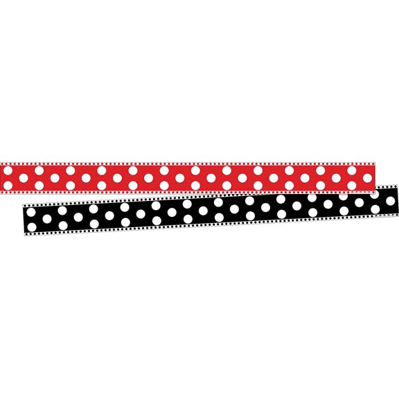Barker Creek Double-Sided Border 2-Pack, Dots, Decorate Galore with 70' of Border, Coordinating Designs Printed On Both Sides for Twice the Value, 3" x 70' (3685)