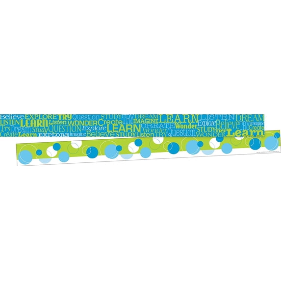 Barker Creek Double-Sided Border 2-Pack, Word Wall Learn, Decorate Galore with 70' of Border, Coordinating Designs Printed On Both Sides for Twice the Value, 3" x 70' (3674)