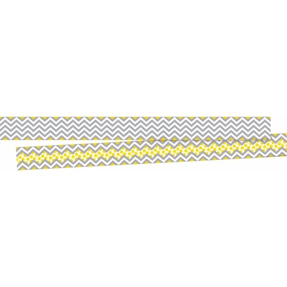 Barker Creek Double-Sided Border, Chevron Gray & Yellow, for Bulletin Boards, Reception Areas, Halls, Break Rooms, Office, School, Home Learning Decor, 3 x 35' (985)