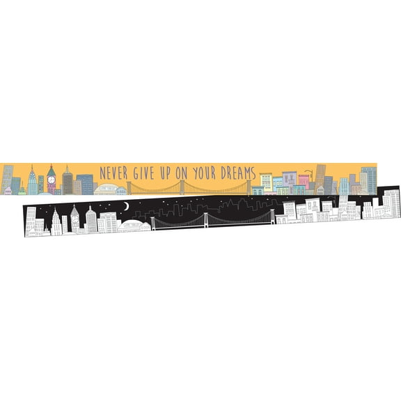 Barker Creek Double-Sided Border with Inspirational Quote, Color Me Cityscapes, for Bulletin Boards, Reception Areas, Halls, Break Rooms, Office, School, Home Learning Decor, 3 x 35 (905)