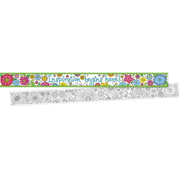 Barker Creek Double-Sided Border with Inspirational Quote, Color Me In My Garden, for Bulletin Boards, Reception Areas, Halls, Break Rooms, Office, School, Home Learning Decor, 3 x 35 (911)