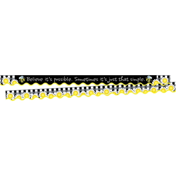 Barker Creek Double-Sided Scalloped Edge Border 2-Pack, Believe It's Possible, Trim Out Bulletin Boards and Create Colorful Displays with 78' of Designer Double-Sided Border, 2.25" x 78' (3702)