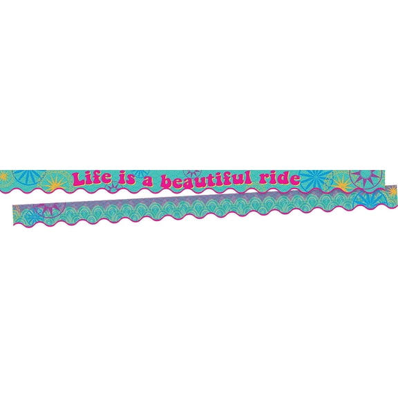 Barker Creek Double-Sided Scalloped Edge Border 2-Pack, Bohemian, Trim out Bulletin Boards and Create Colorful Displays with 78' of Designer Double-Sided Border, 2.25" x 78' (3700)