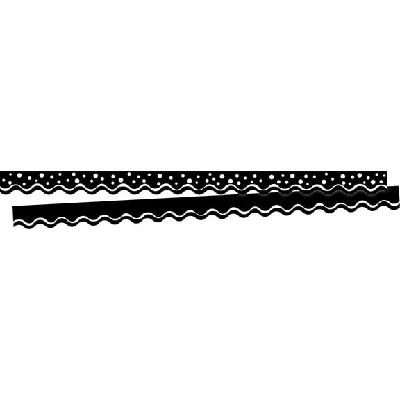 Barker Creek Double Sided Scalloped Edge Bulletin Board Border, Happy Black, 2 Count
