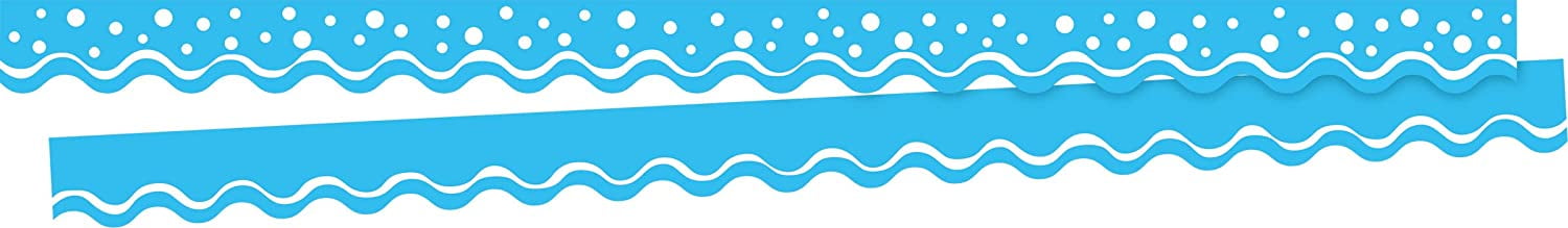 Barker Creek Double-Sided Scalloped Edge Border 2-Pack, Happy Pool Blue, Trim out Bulletin Boards and Create Colorful Displays with 78' of Designer Double-Sided Border, 2.25" x 78' (3704)