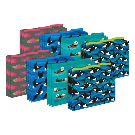 Barker Creek Fully Reversible 1/3 Cut Tabs Multicolor File Folders, 24 Count