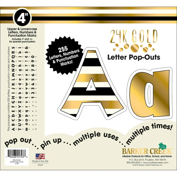 Barker Creek Gold 4" Letter Pop-Outs 255 Characters