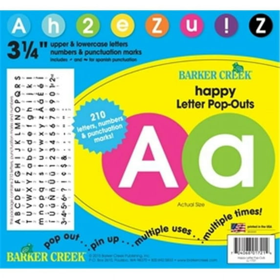 Barker Creek Happy 3¼" Letter Pop-Outs ̶ 210 Characters