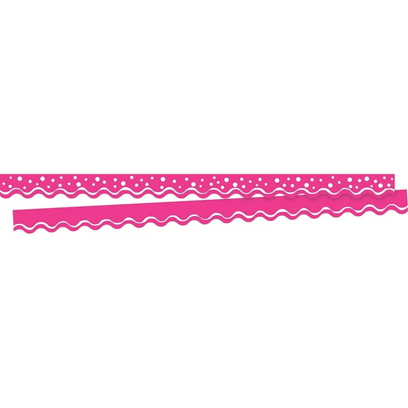 Barker Creek Double-Sided Scalloped Border, Happy Hot Pink, for Bulletin Boards, Reception Areas, Halls, Break Rooms, Office, School, Home Learning Decor, 2.25 x 39 (996)