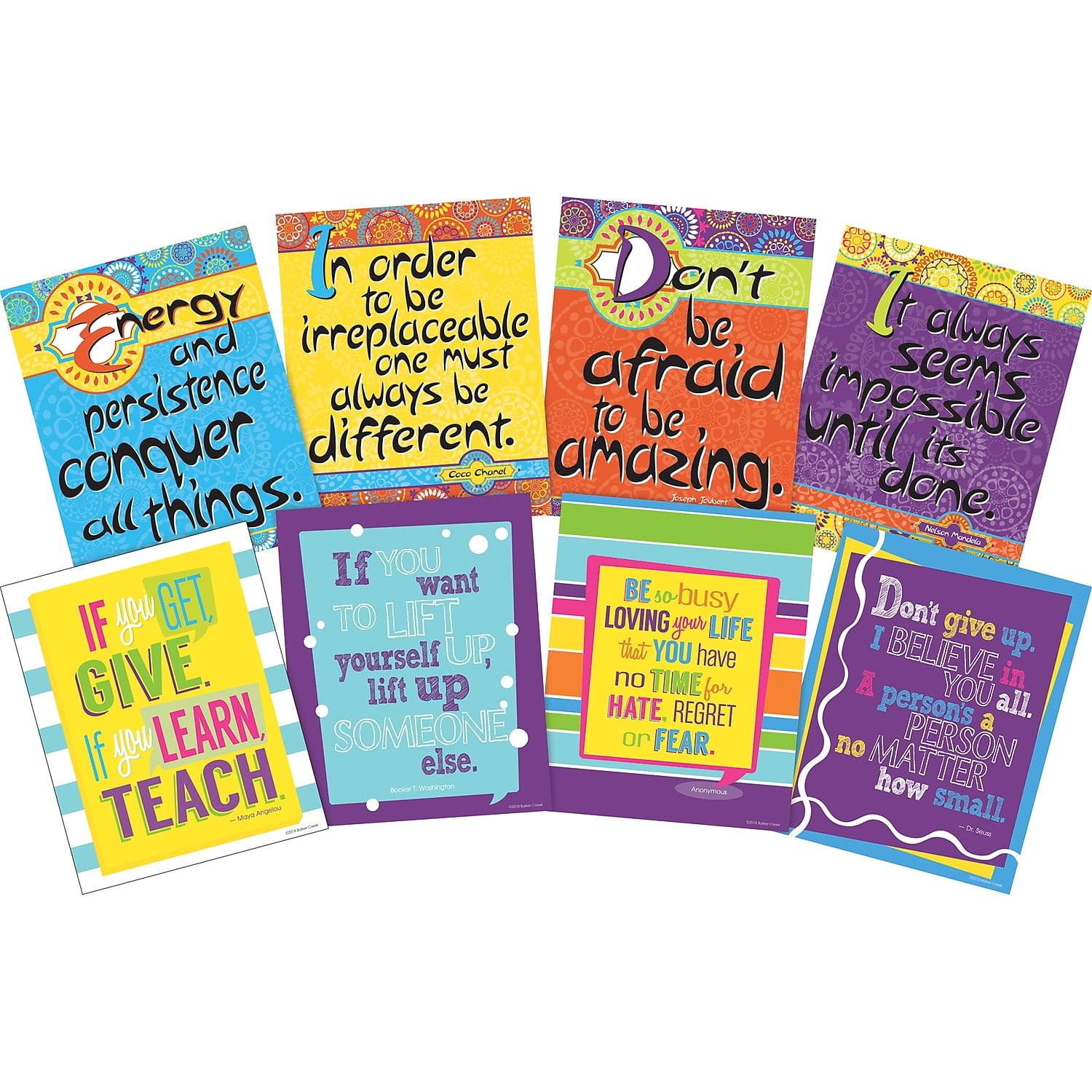 Set of 8 Colorful Motivational Art Prints with Quotes