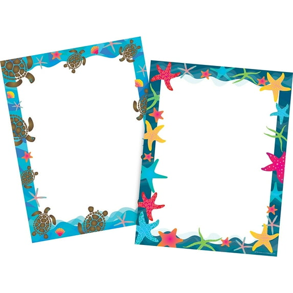 Barker Creek Kai Ola Computer Paper Set, 100 Sheets of Paper -- 50 Sheets Each of Two Designs, Starfish and Sea Turtles, 8.5" x 11 (4013)