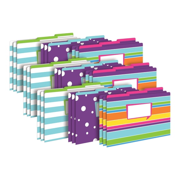 Barker Creek Legal File Folders Pack of 27, Happy, Multicolor, 27 Legal Size File Folders in Three Colorful Patterns, 1/3 Tabbed, Home, School and Office Supplies (3569)