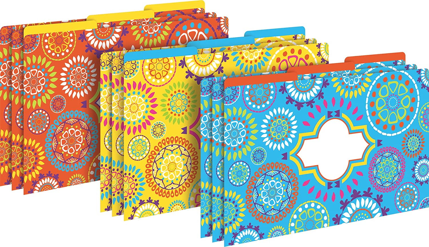 Barker Creek Legal-Size Designer File Folders, Moroccan, Multicolor, Replace Bland and Boring with Bright/ Beautiful Legal File Folders, Tabs are 1/3 Cut, 9 Folders in Pkg, 3 Each of 3 Designs (2501)