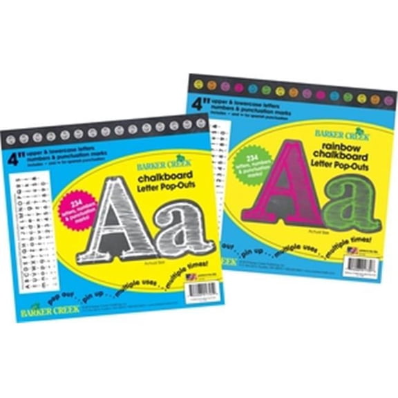 Barker Creek Letter Pop-Out Set - 4" White Chalk & 4" Rainbow Chalk - 468 Characters