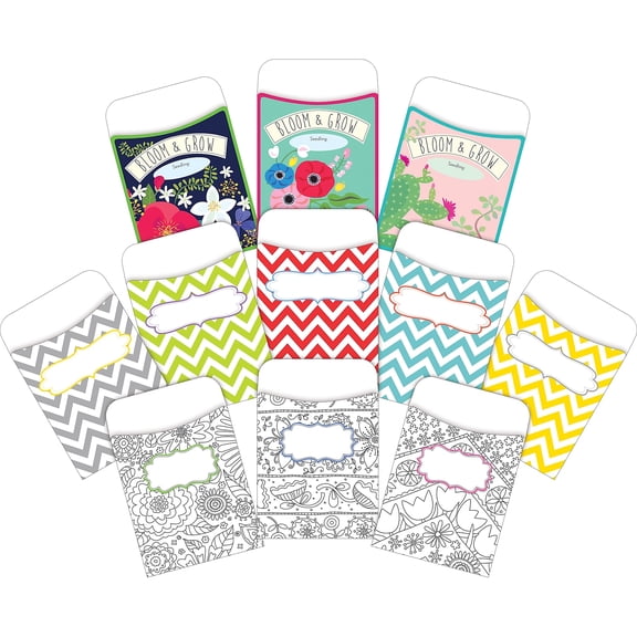 Barker Creek Modern Garden Library Pockets Assorted Designs 90/Set 4075