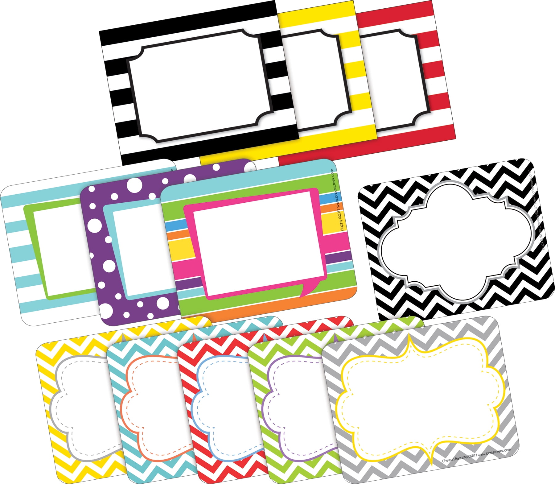 Barker Creek Name Tags Chevron & Stripes Set of 180 (12 Designs)