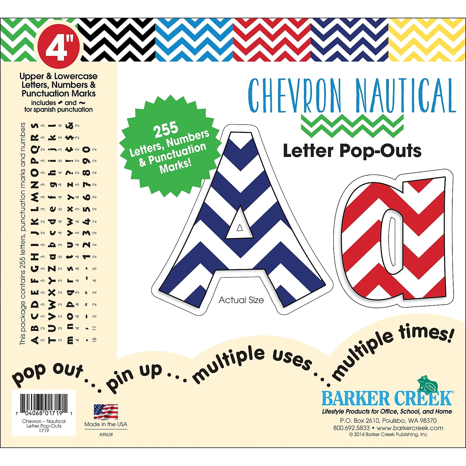 Barker Creek Nautical Chevron 4" Letter Pop-Outs ̶ 255 Characters