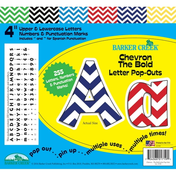 Barker Creek Nautical Chevron 4" Letter Pop-outs - 510 Characters