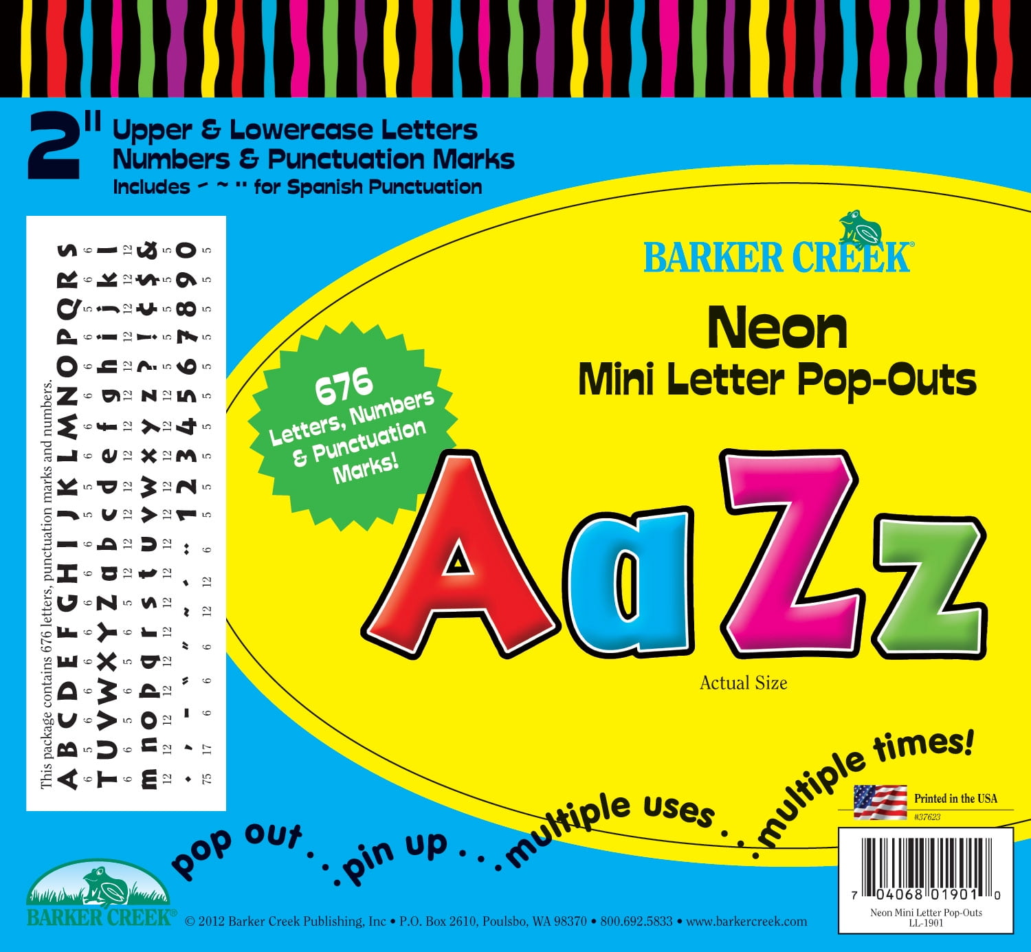 Barker Creek Neon 2" Letter Pop-Outs - 1352 Characters
