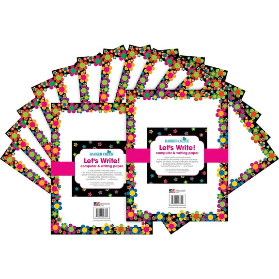 Barker Creek Neon Flower Power Computer Paper 100 Sheets