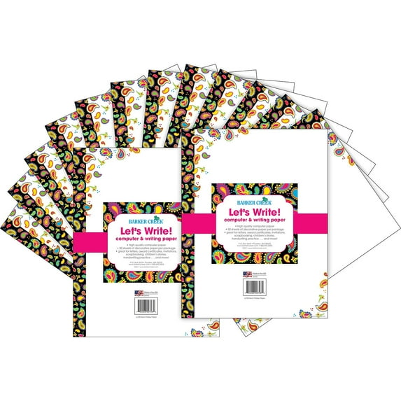 Barker Creek Neon Paisley Computer Paper 100 Sheets/Set BC3616