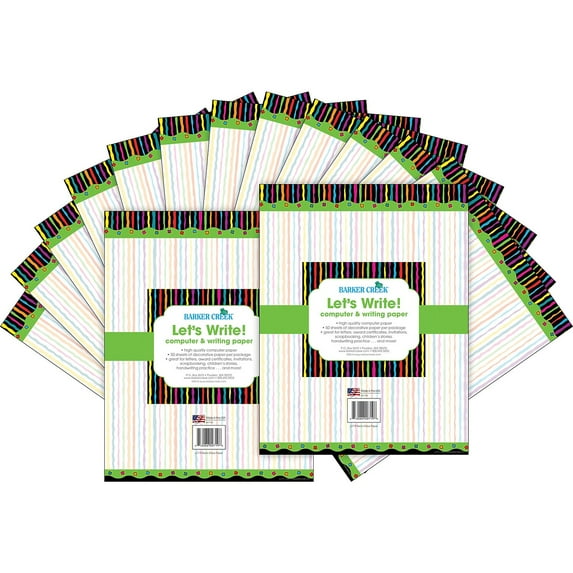 Barker Creek Neon Stripe Computer Paper 100 Sheets/Set (BC3610)