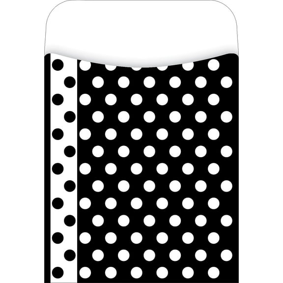 Barker Creek Peel & Stick Library Pockets, Black & White Dots, Great for Holding Library, Index, and Flash Cards, Hall Passes, Recipes, and More! 3-1/2 x 5-1/8, 30 per Pkg (1213)