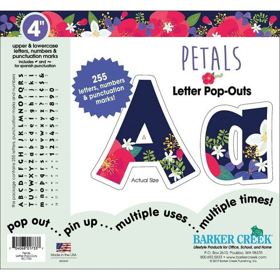 Barker Creek Petals 4" Letter Pop-Outs 255 Characters