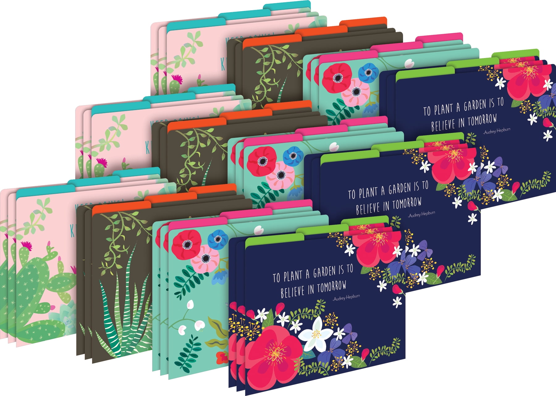 Barker Creek Tab File Folders, Letter Size, Petals & Prickles, Pack Of 36 Folders