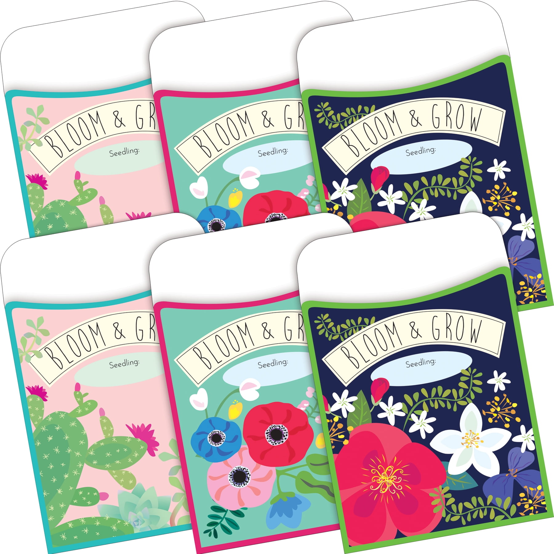 Barker Creek Petals & Prickles Library Pocket Set (3 designs) - Set of 60