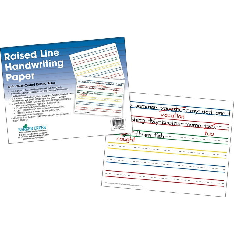 barker-creek-raised-line-handwriting-paper-use-sight-and-touch-to-strengthen-handwriting-skills-with-color-coded-raised-rules-8-5-x-11-50-sheets-per-pkg-5503-walmart-com for Free Printable Handwriting Paper With Picture Box Barker Creek Raised Line Handwriting Paper, Use Sight and Touch to Strengthen Handwriting Skills with Color-Coded Raised Rules, 8.5