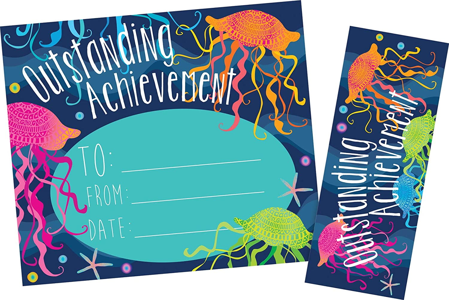 Barker Creek Recognition Awards and Bookmarks, Kai Ola Outstanding Achievement, 30 Awards and 30 Bookmarks, Awards are 6-3/8" x 5-1/2", Bookmarks are 2-1/8" x 5-1/2" (439)