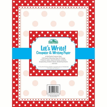 Barker Creek Red/White Dots Computer Paper, 8-1/2 x 11 Inches, 50 Sheets