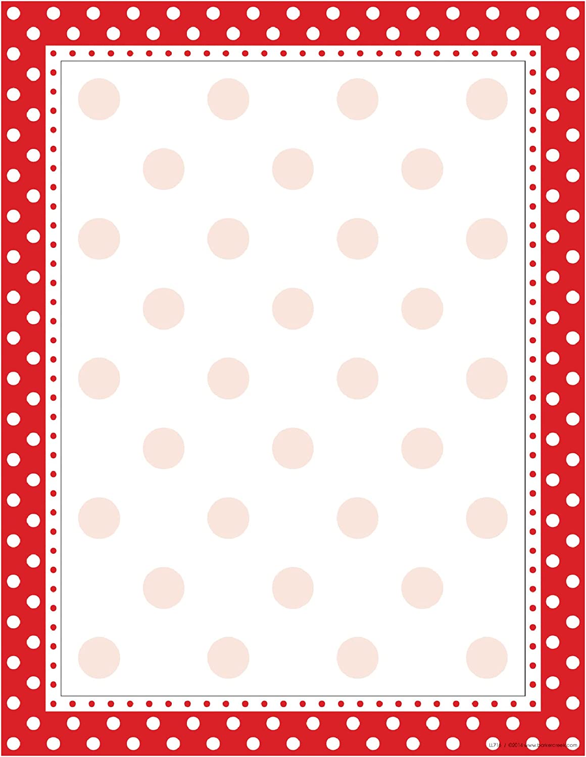 Barker Creek Red/White Dots Computer Paper, 81/2 x 11 Inches, 50